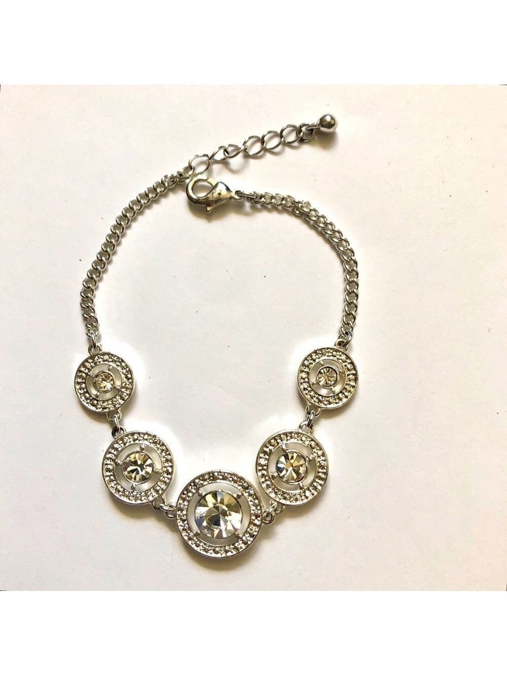 Vintage Avon Rhinestone Rhinestone Silver Tone Bracelet Prom